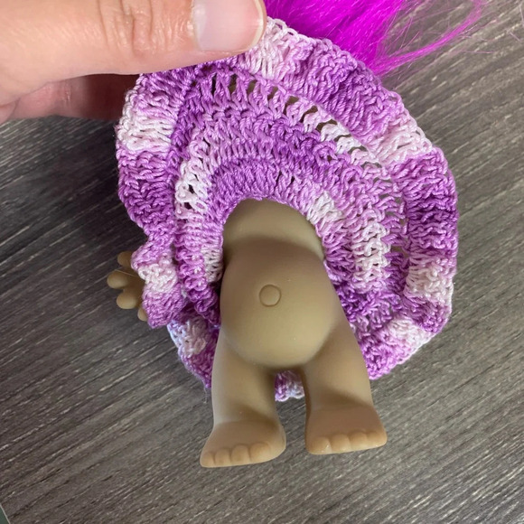 Vtg Troll  Doll Purple Hair Red Eyes 90’s Creepy Nostalgic Play Unmarked China - Picture 8 of 11